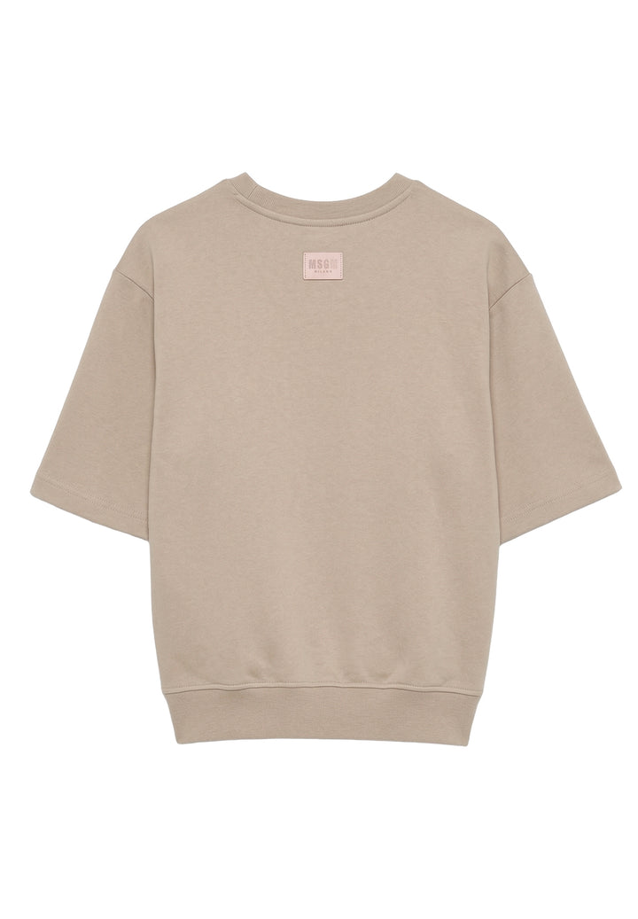 Beige crewneck sweatshirt for girls