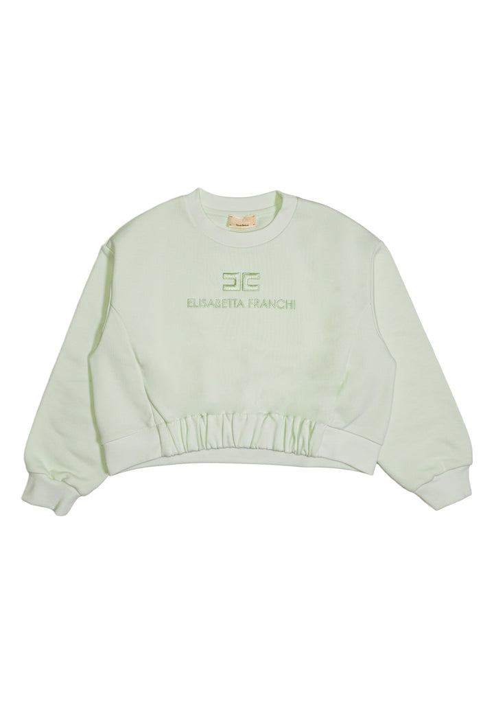 Grünes Sweatshirt mit Rundhalsausschnitt für Mädchen