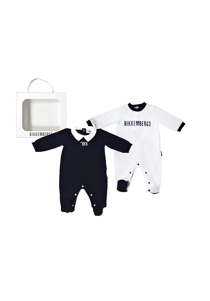 Ensemble barboteuse bébé blanc et bleu