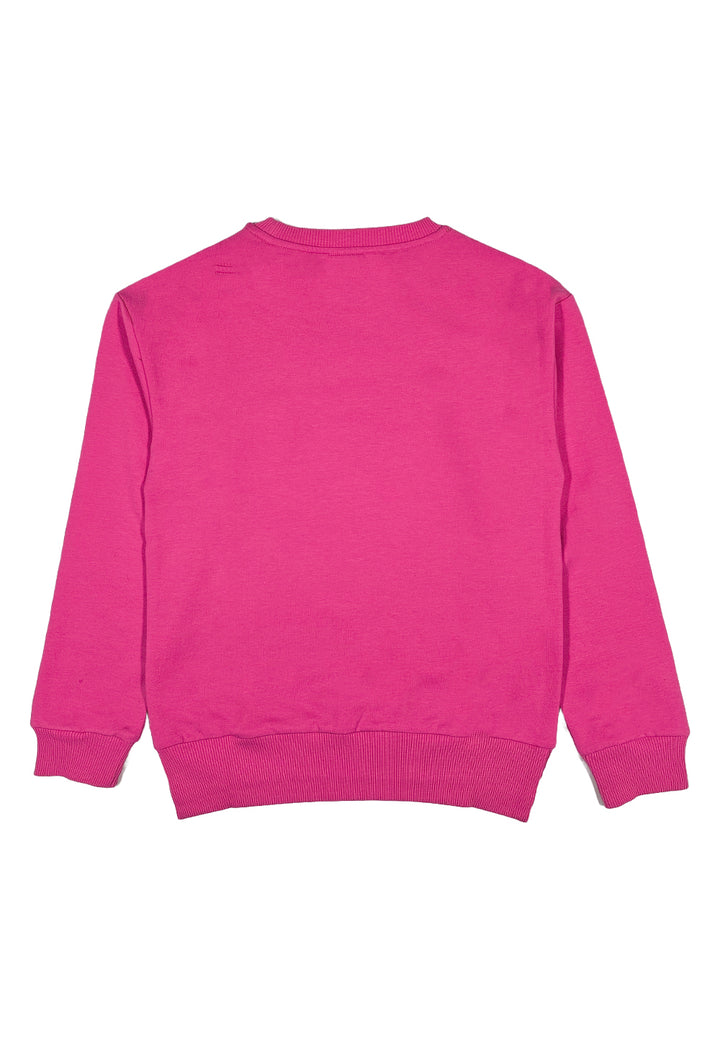 Sweat-shirt ras du cou fuchsia pour fille