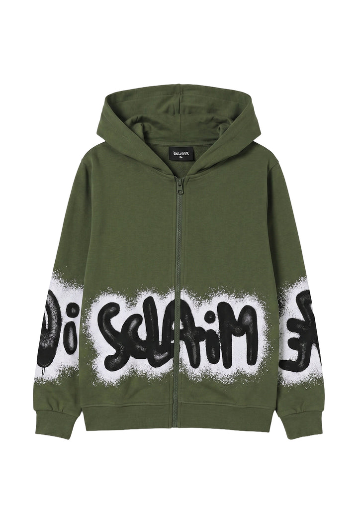 Grünes Sweatshirt mit Reißverschluss für Jungen