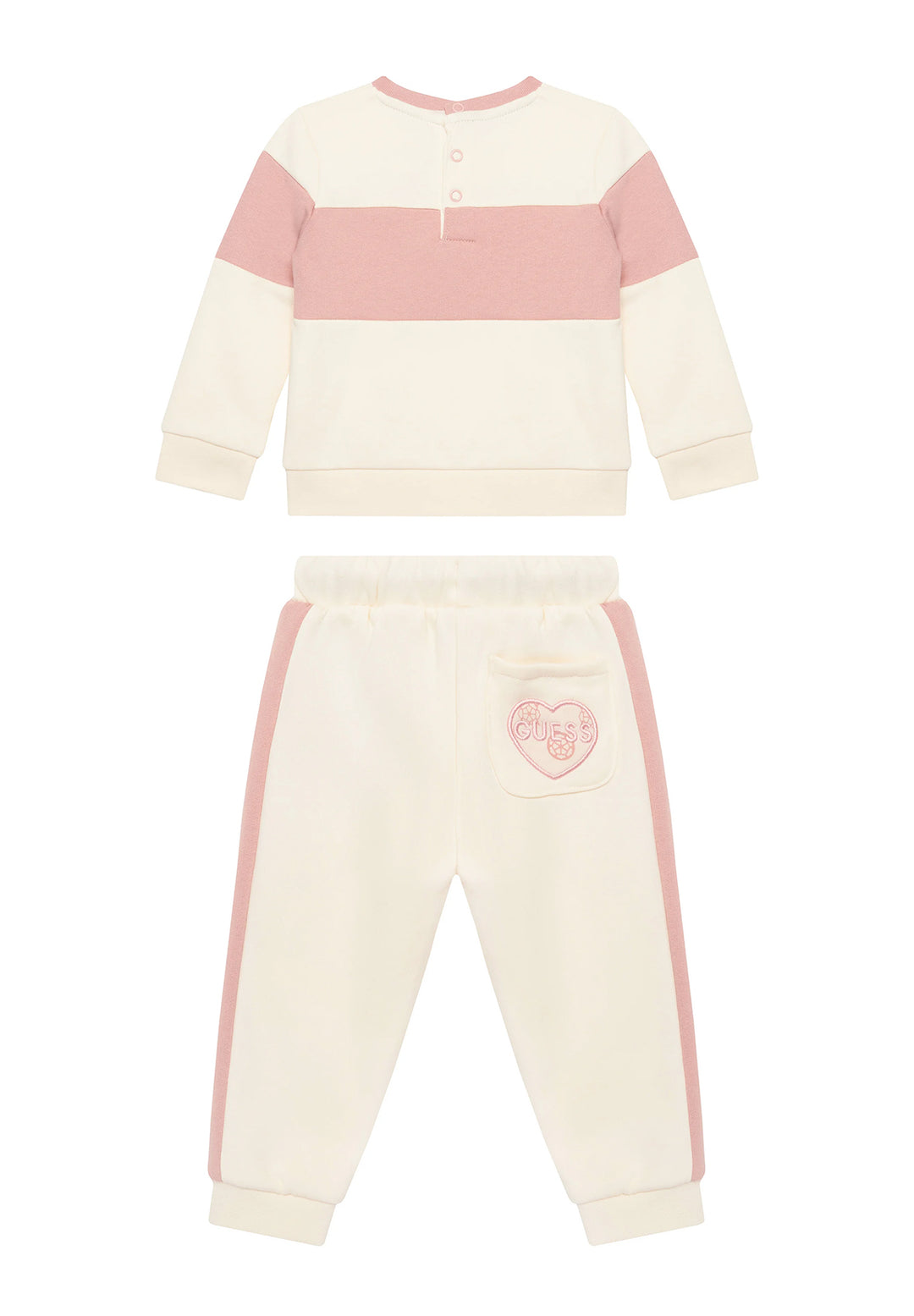 Conjunto de sudadera crema y rosa para bebé niña