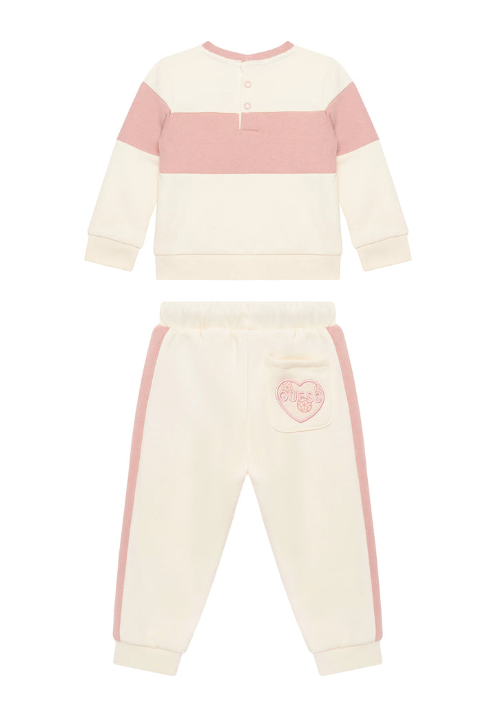 Conjunto de sudadera crema y rosa para bebé niña