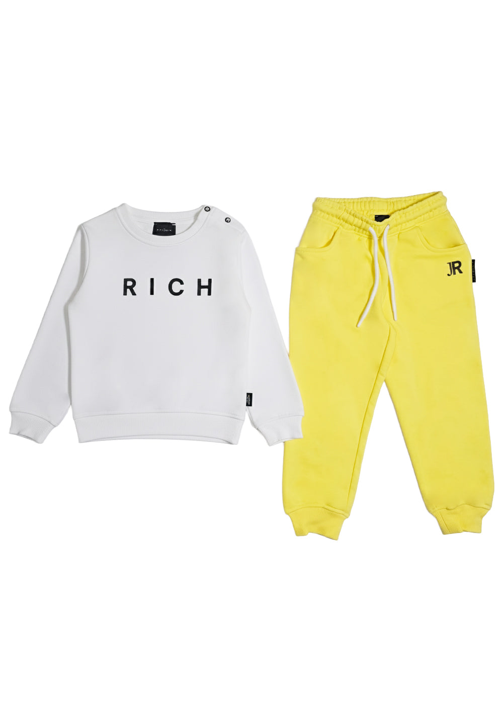 Conjunto de sudadera blanco y amarillo para recién nacido