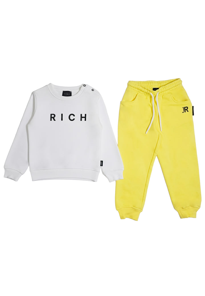 Conjunto de sudadera blanco y amarillo para recién nacido