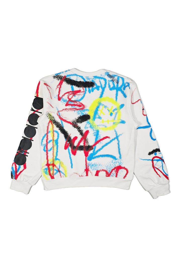 Sudadera de cuello redondo blanca para niño