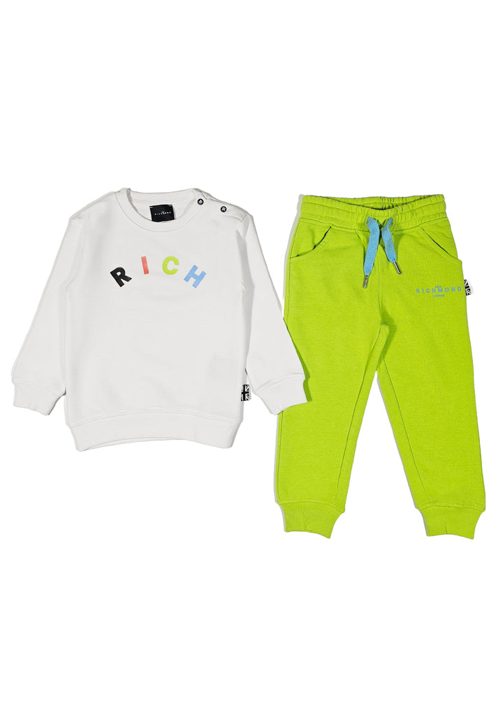 Weiß-grünes Sweatshirt-Set für Jungen