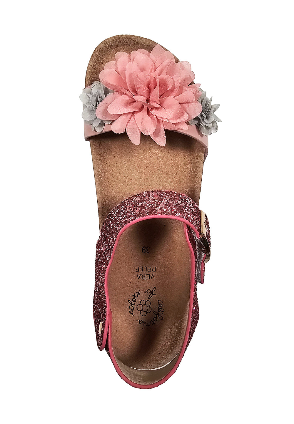 Sandalias de purpurina rosa para niña