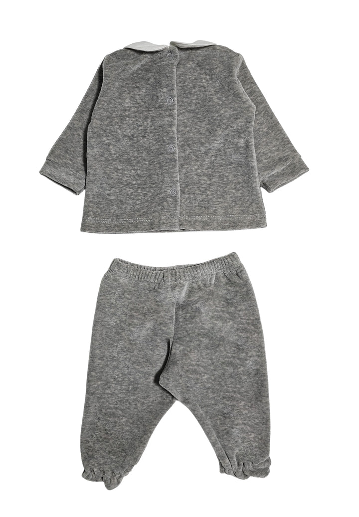 Conjunto de chenilla gris para recién nacido