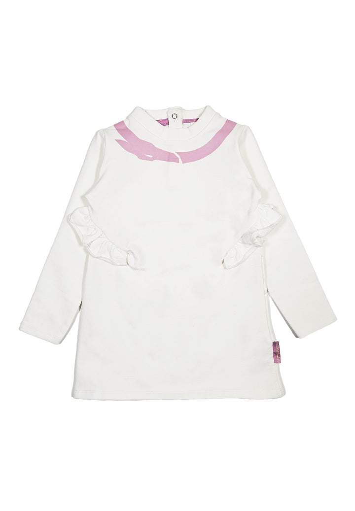 White sweatshirt dress for baby girl