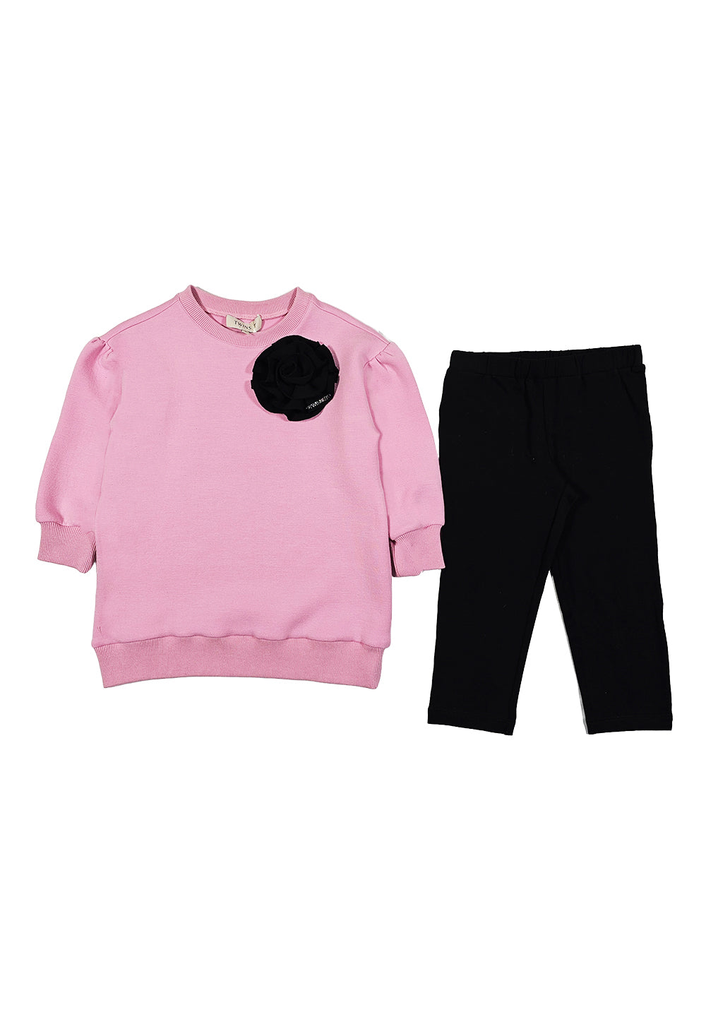 Ensemble sweat-shirt rose et noir pour fille