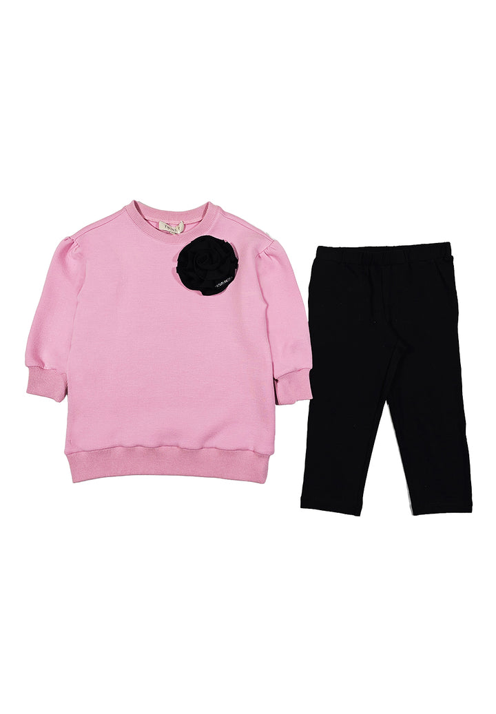 Ensemble sweat-shirt rose et noir pour fille