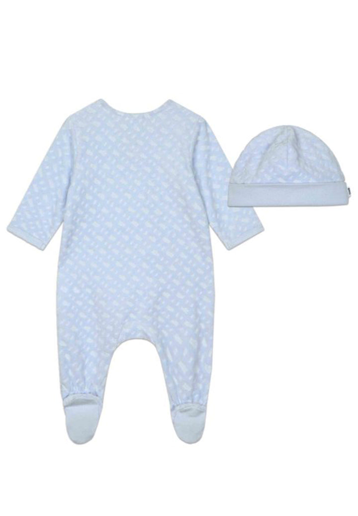 Conjunto de pelele y gorro azul para recién nacido