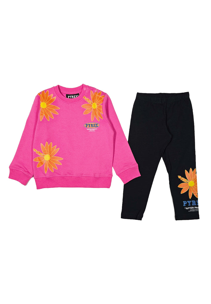 Completo felpa fuxia-nero per bambina - Primamoda kids