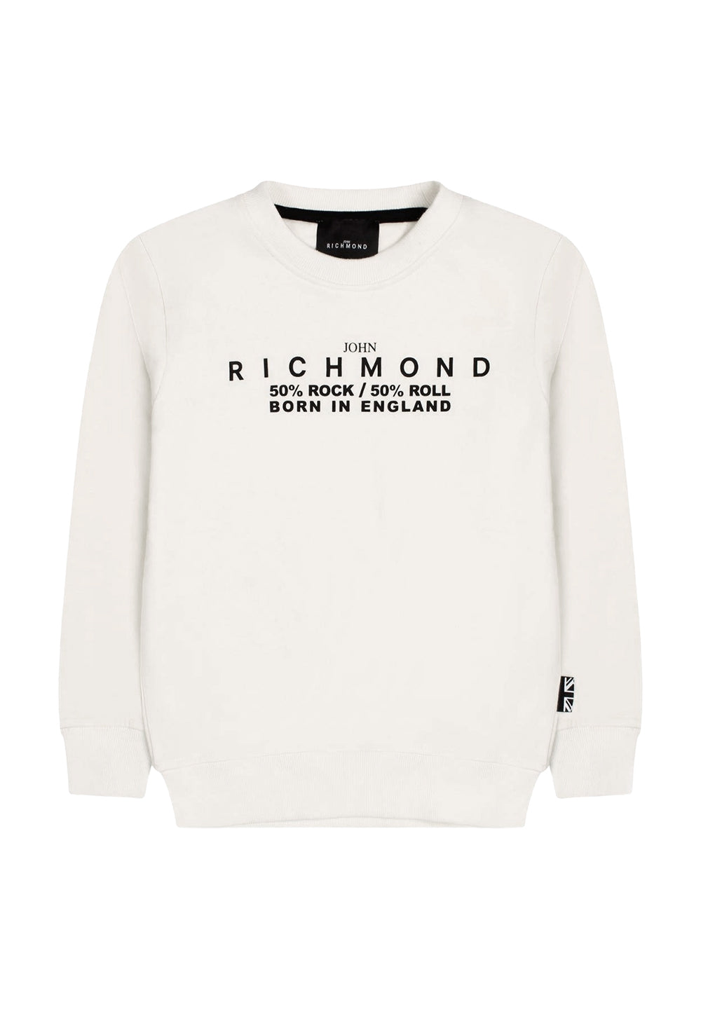 Sudadera blanca de cuello redondo para niño