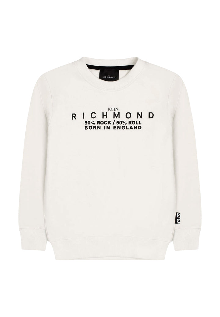 Sudadera blanca de cuello redondo para niño