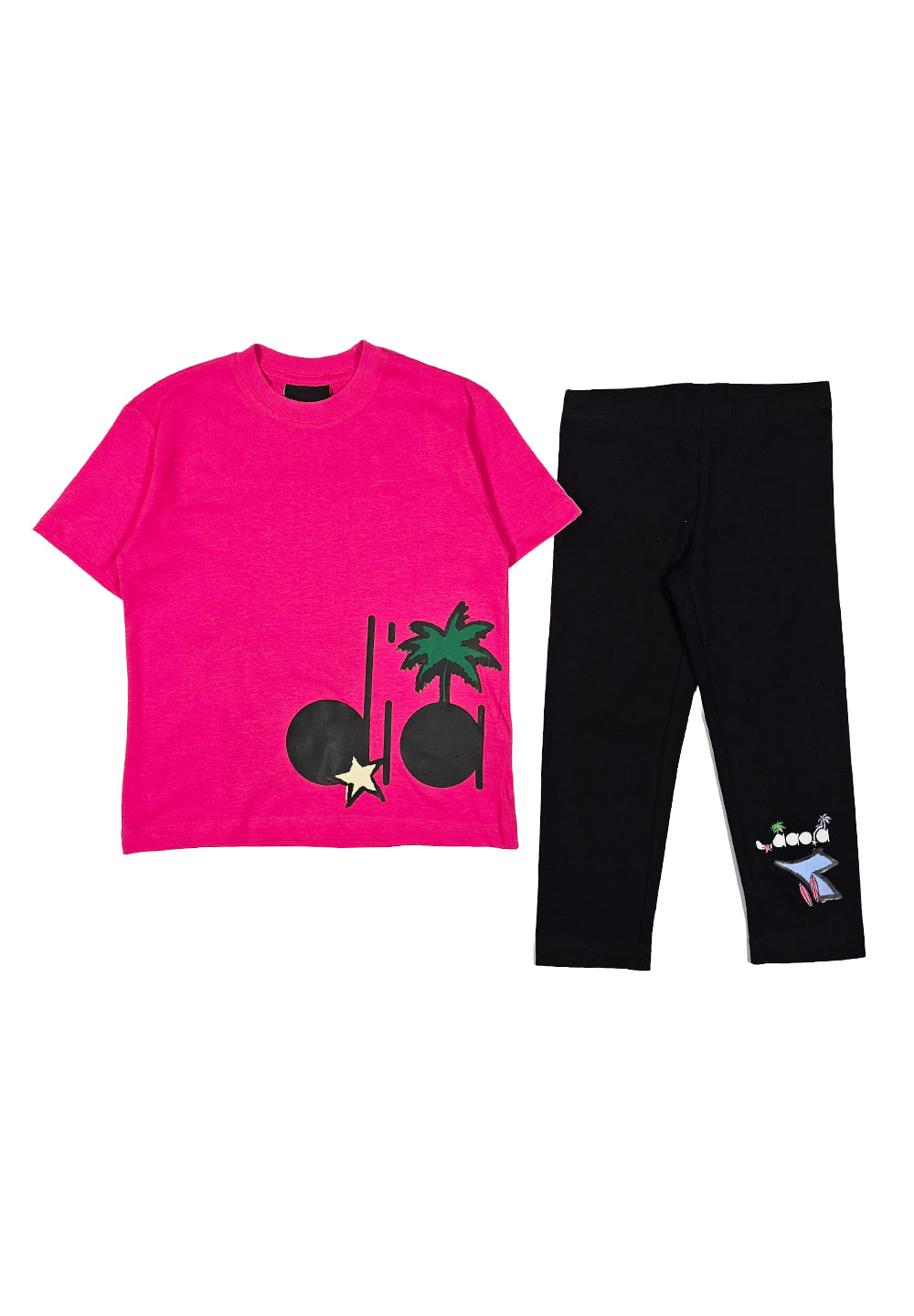 Conjunto fucsia y negro para niña