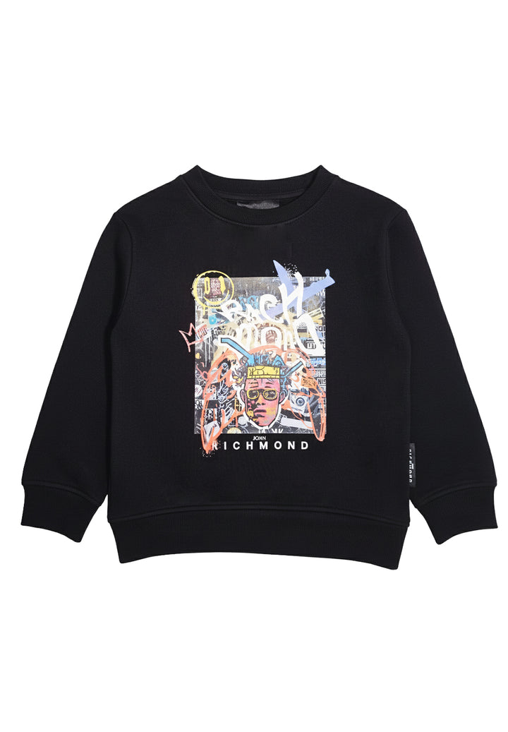 Black crew neck sweatshirt for kids