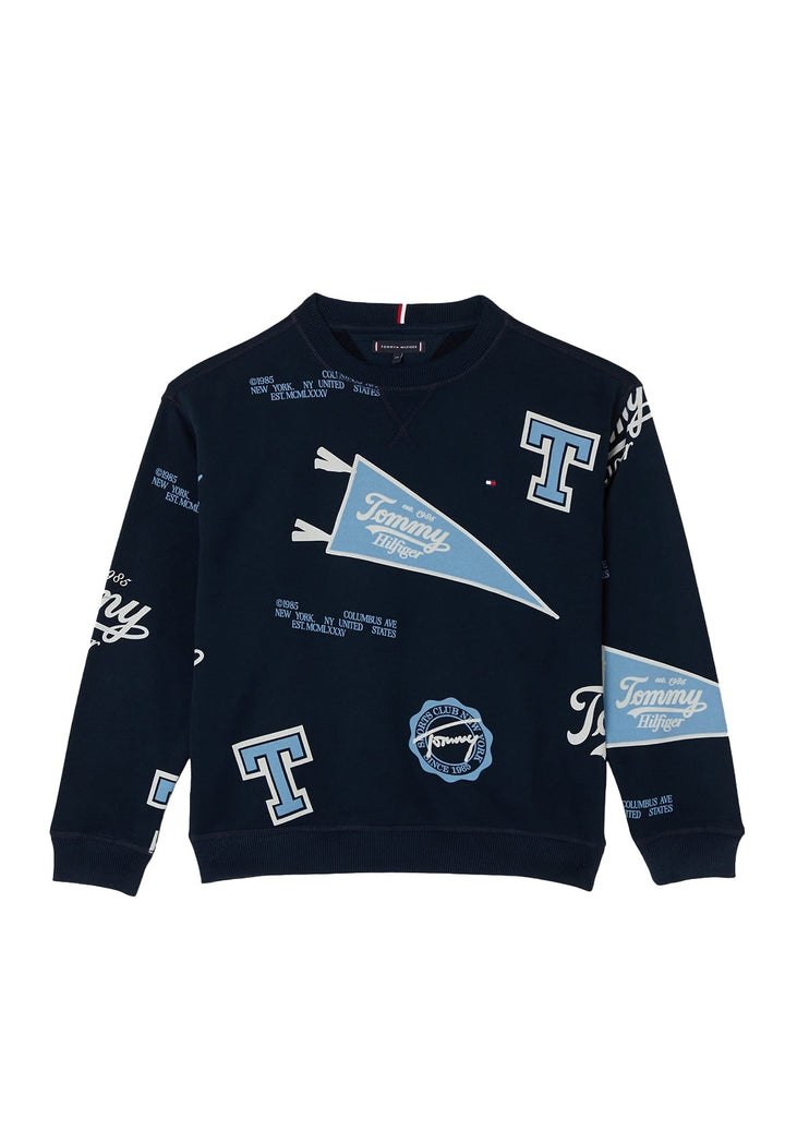 Felpa girocollo blu navy per neonato