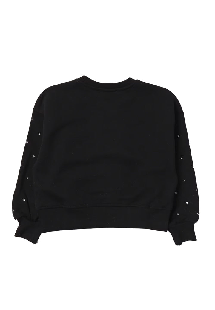 Sweat-shirt noir à col rond pour fille