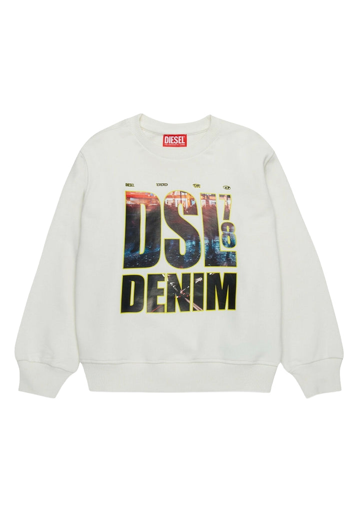Sweat-shirt blanc à col rond pour enfant