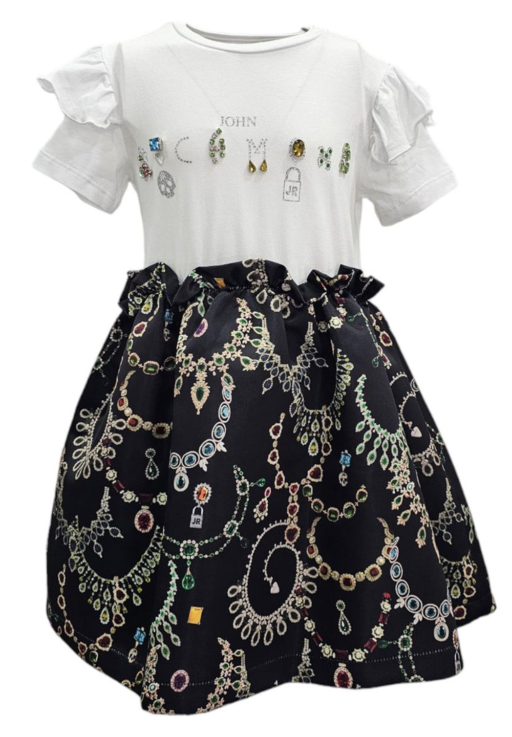 Vestido blanco y negro para niña