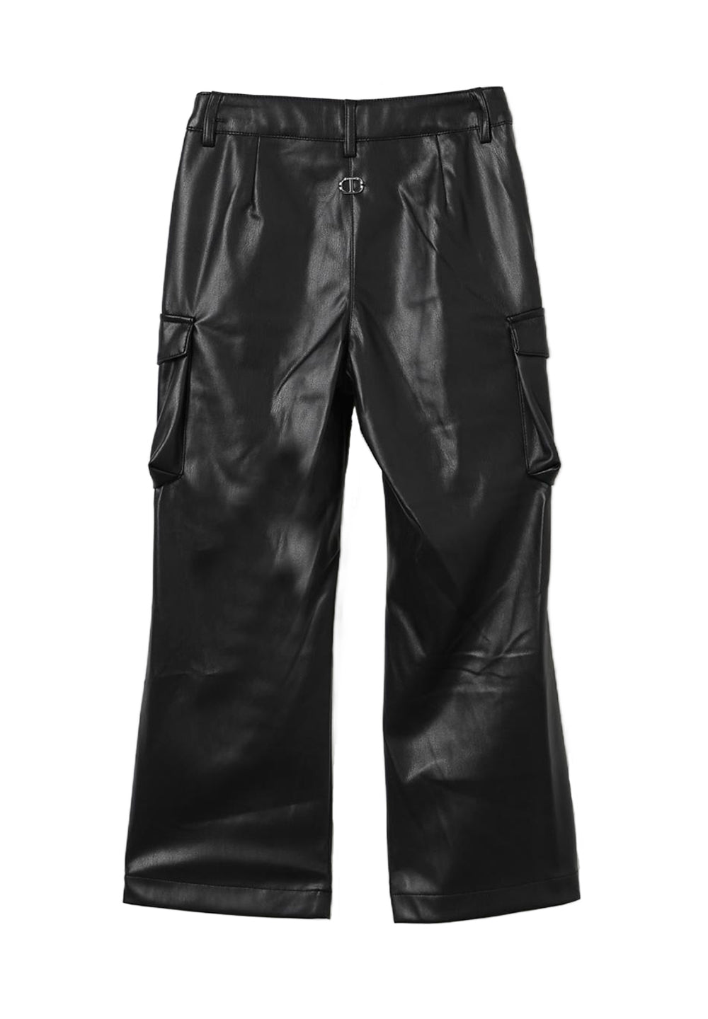 Pantalones de piel sintética negros para niña