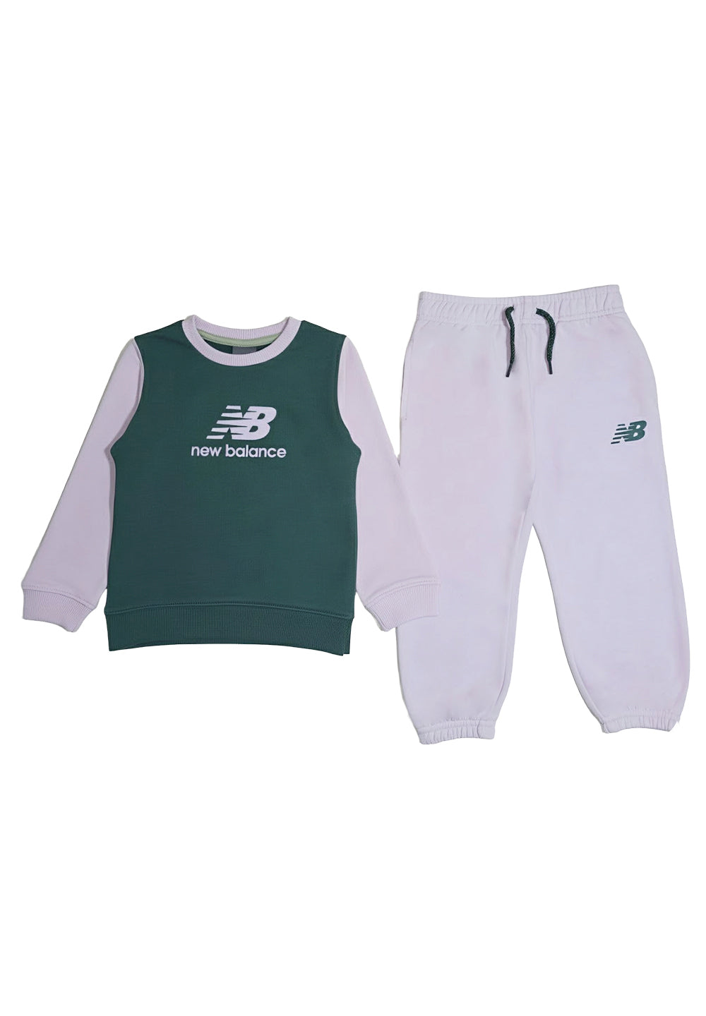 Conjunto de sudadera verde y lila para niña