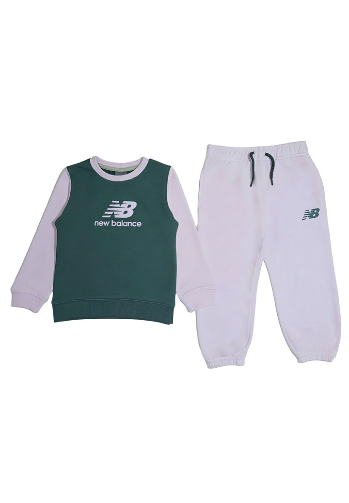 Conjunto de sudadera verde y lila para niña