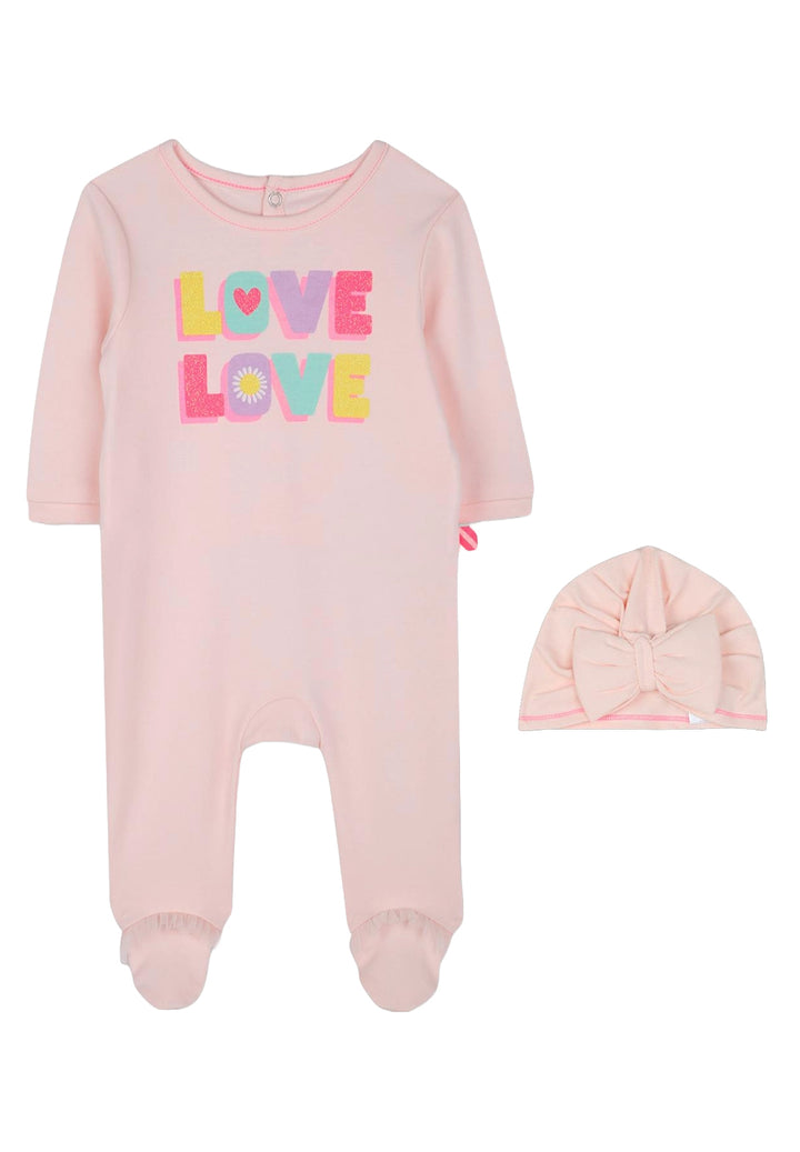 Baby girl's romper + hat set
