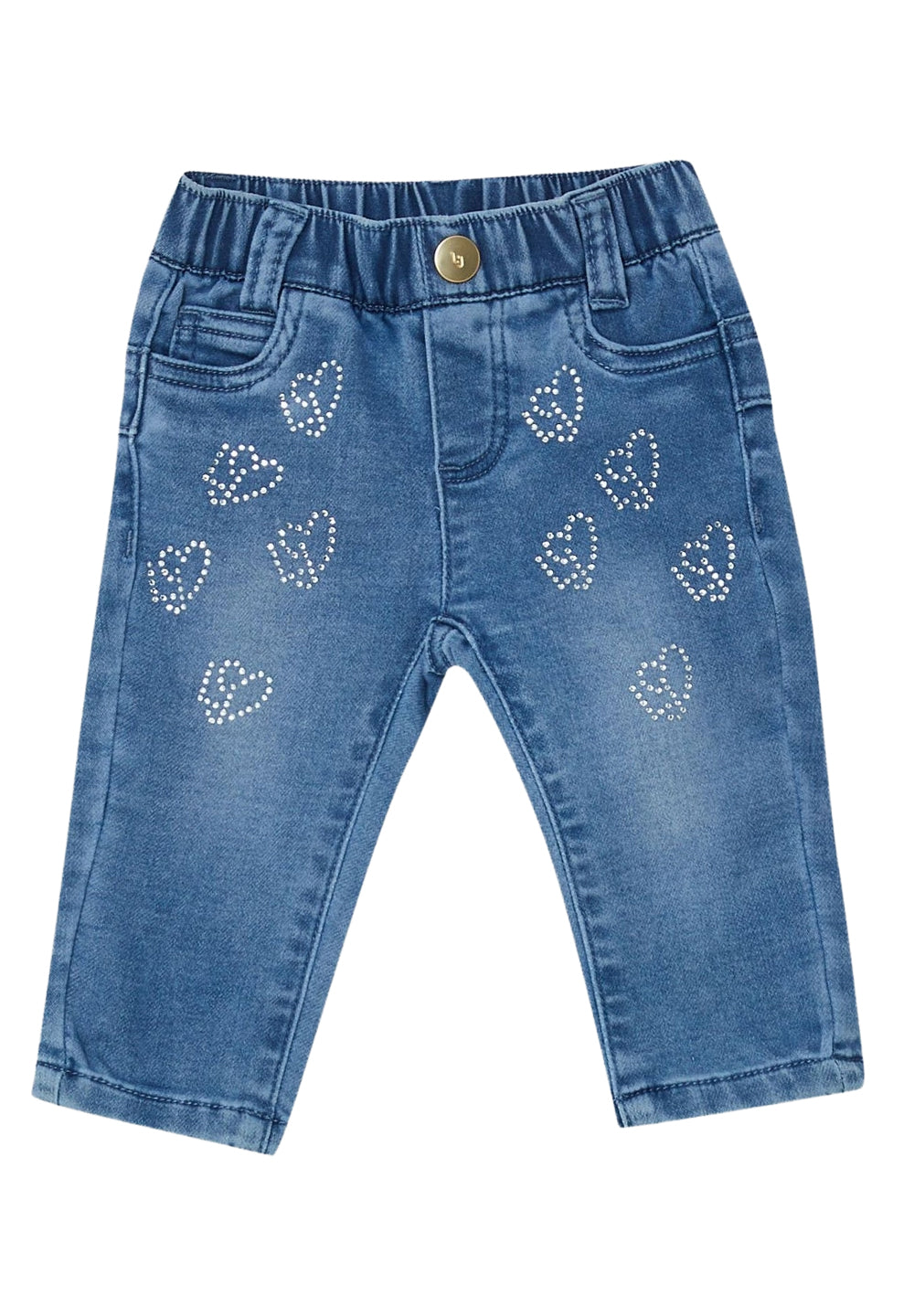 Jeans azules de mezclilla para recién nacida