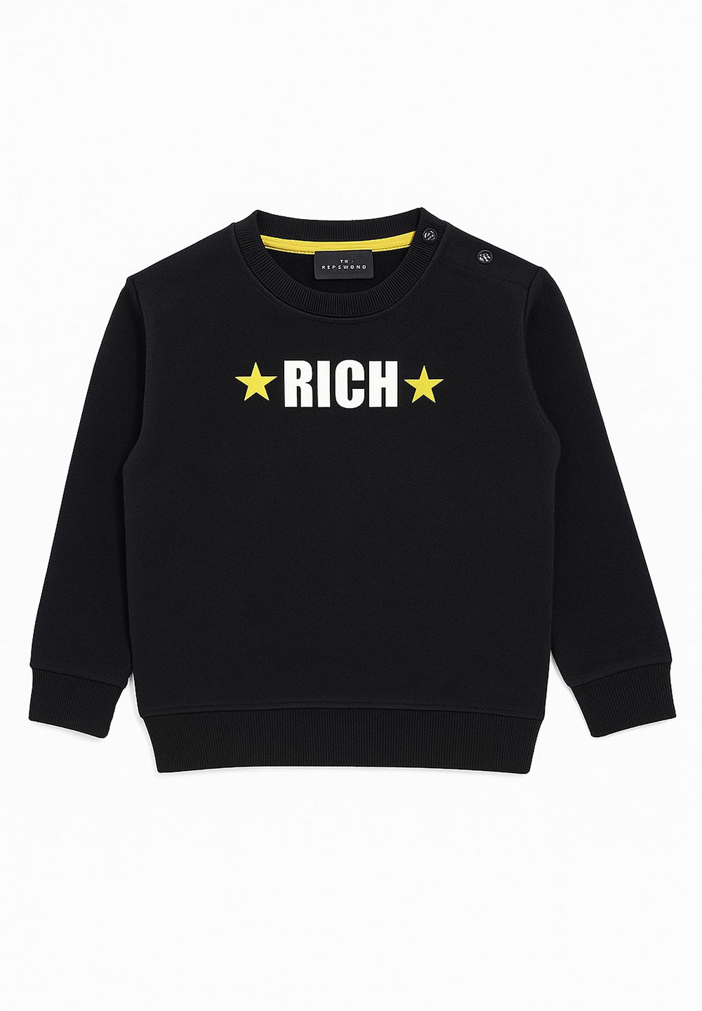 Sudadera de cuello redondo negra para bebé
