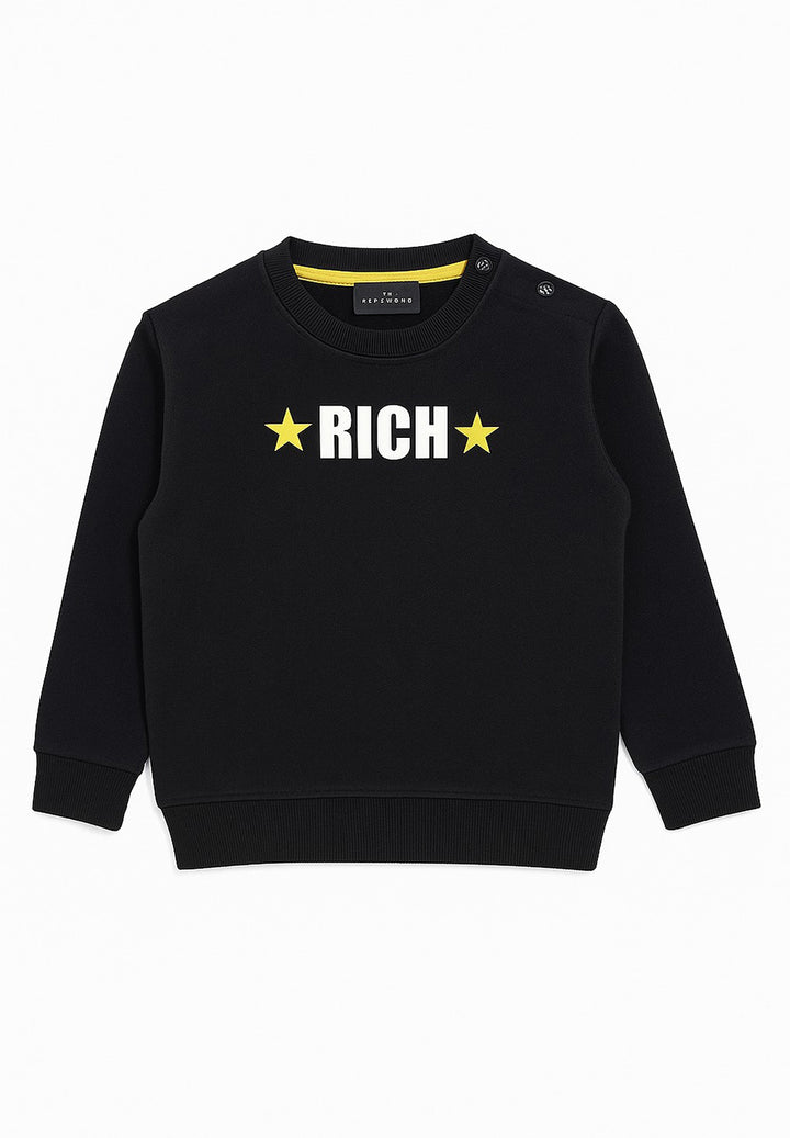 Sudadera de cuello redondo negra para bebé