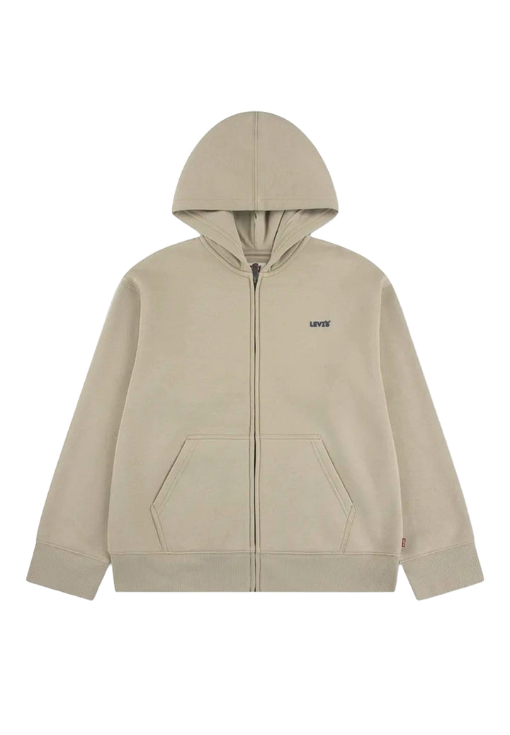 Sudadera con cremallera beige para niño