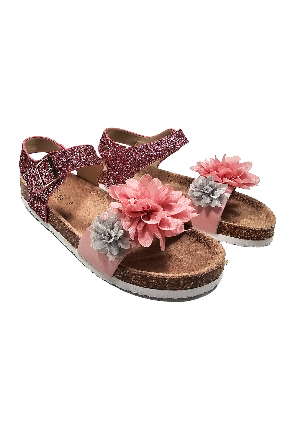 Sandalias de purpurina rosa para niña