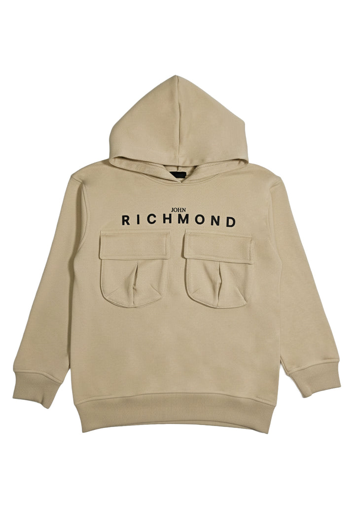 Beige hooded sweatshirt for kids