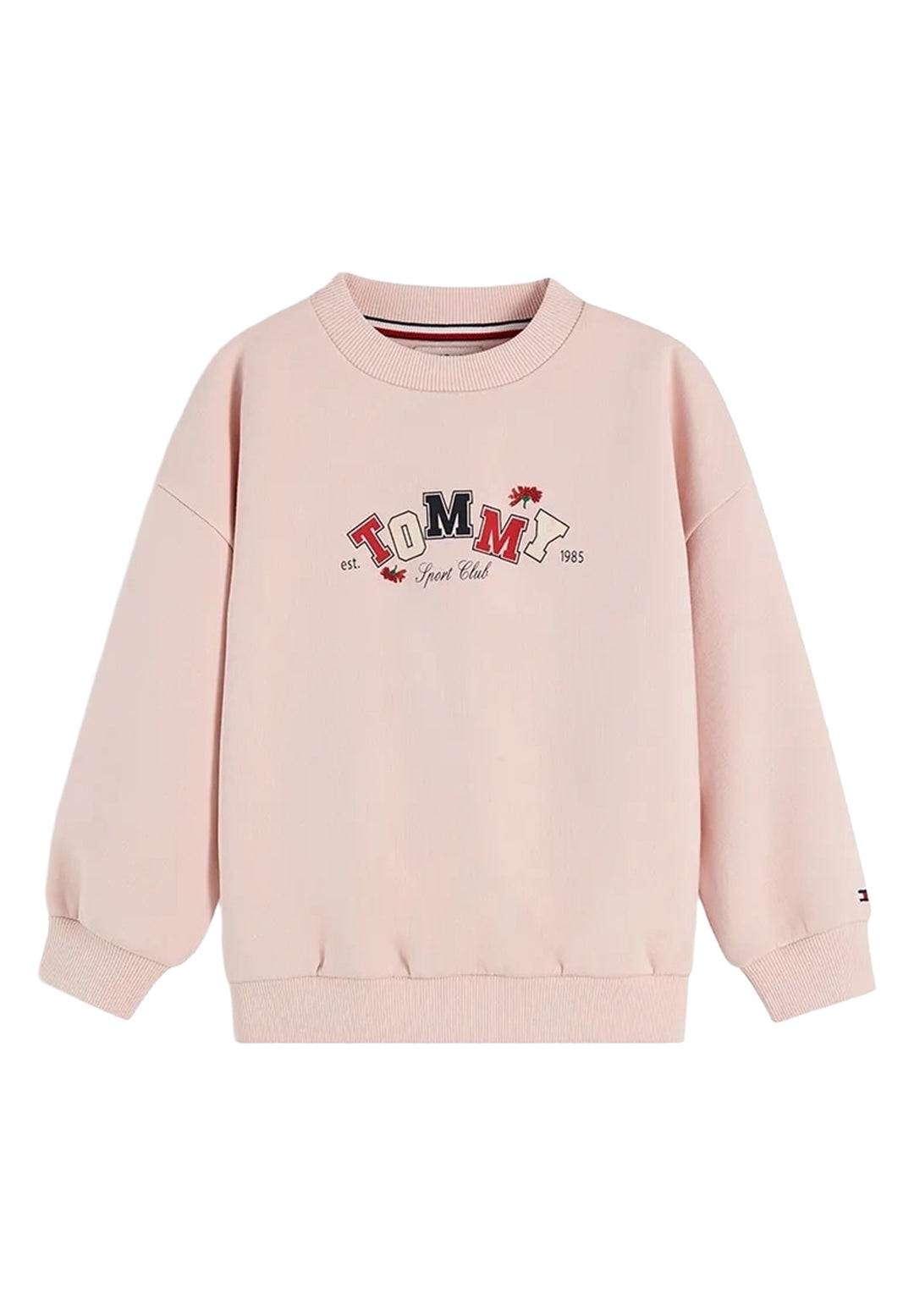 Sudadera de cuello redondo rosa para niña