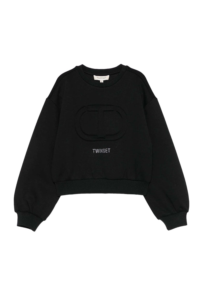 Schwarzes Sweatshirt mit Rundhalsausschnitt für Mädchen