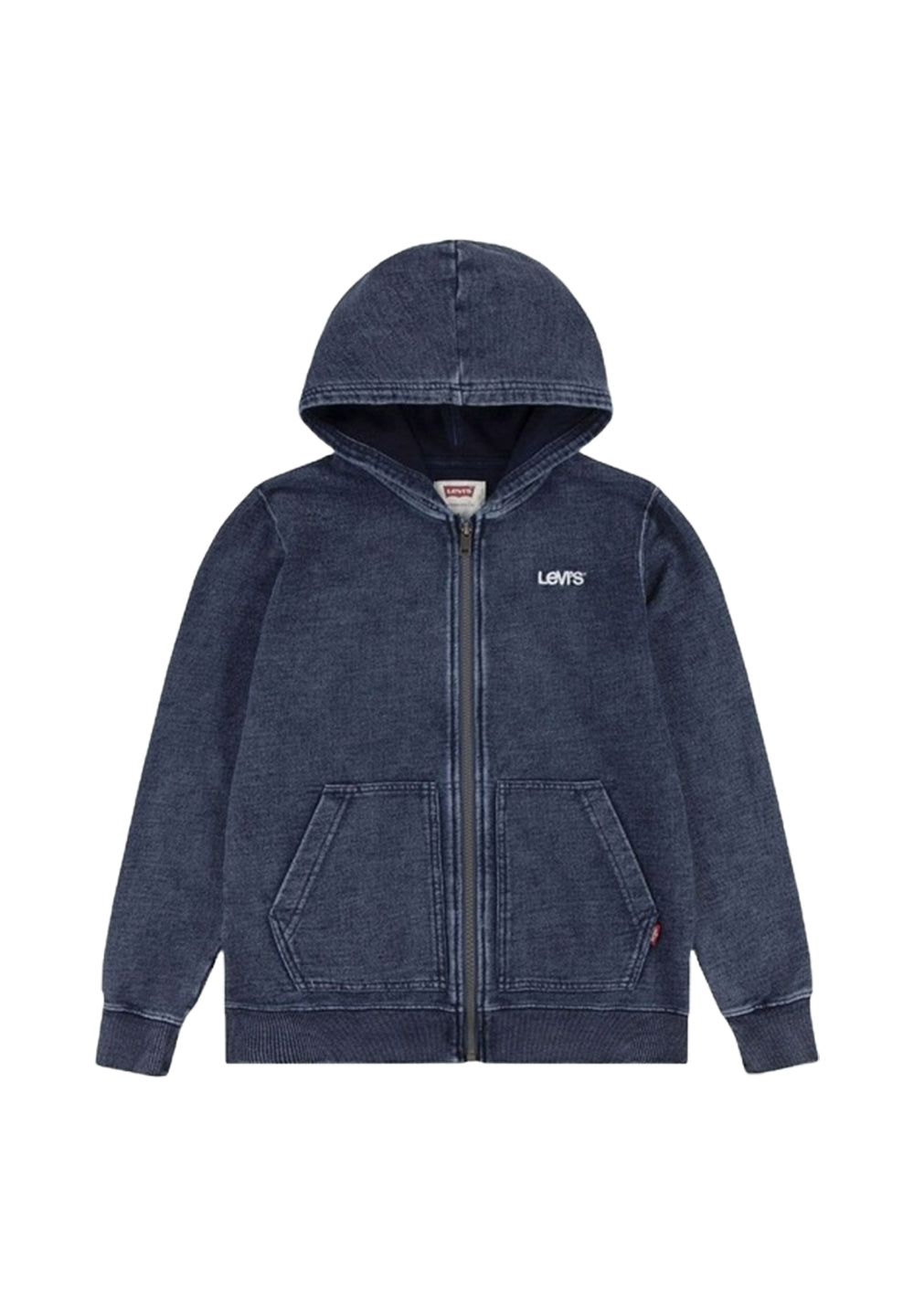 Sweat-shirt zippé en denim bleu pour garçon