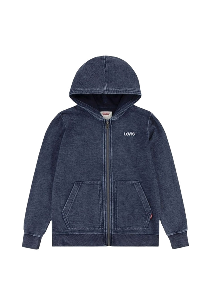 Sweat-shirt zippé en denim bleu pour garçon