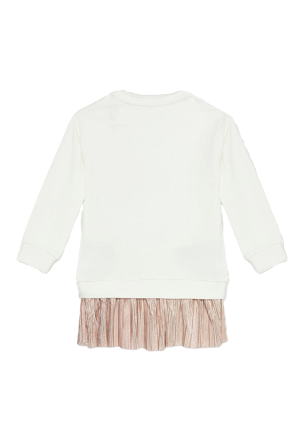 Vestido sudadera blanco y rosa para niña