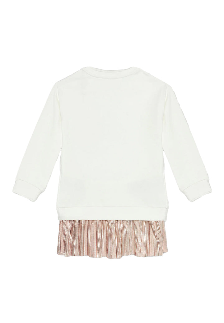 Vestido sudadera blanco y rosa para niña