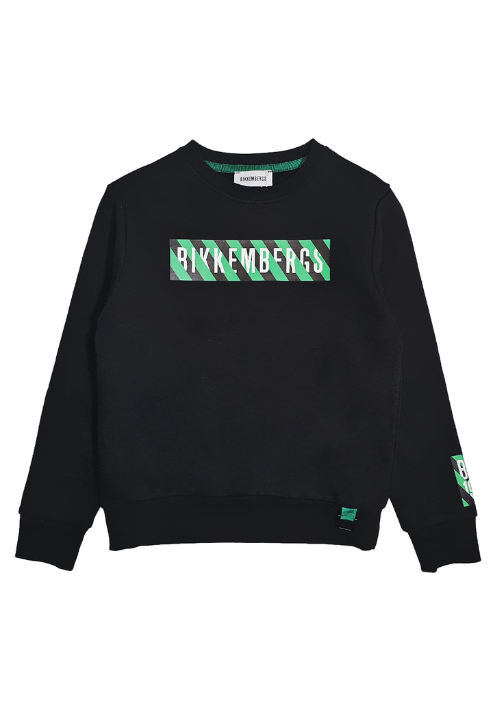 Sudadera negra de cuello redondo para niño