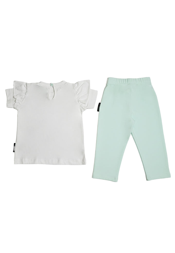 Ensemble blanc et vert pour nouveau-né fille