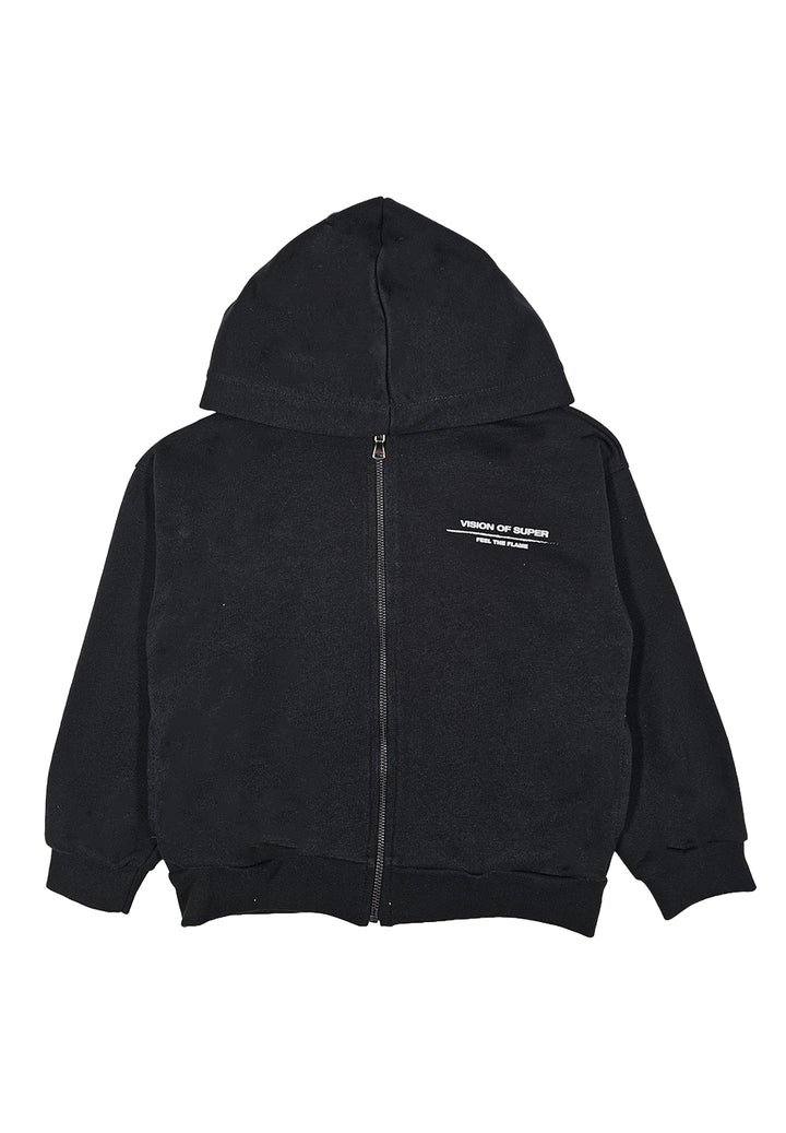 Sudadera negra con cremallera para niño