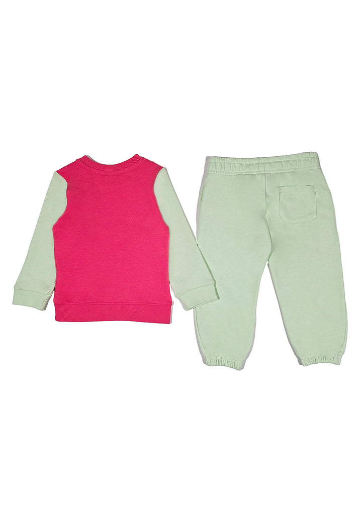 Fuchsia-grünes Sweatshirt-Set für Mädchen