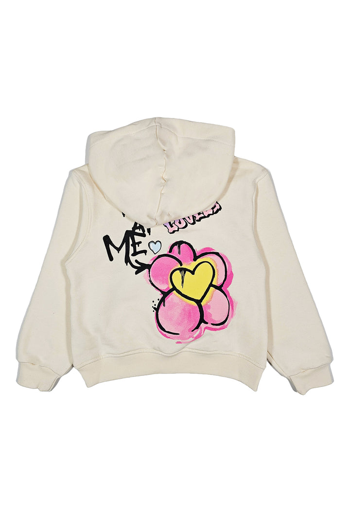 Cremefarbenes Kapuzensweatshirt für Mädchen