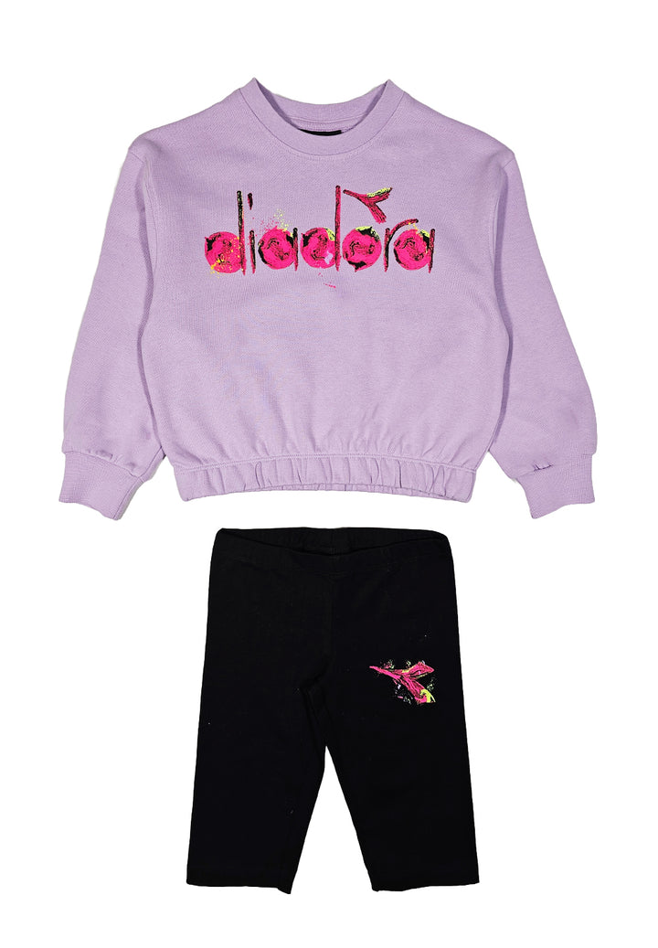 Completo felpa lilla-nero per bambina - Primamoda kids