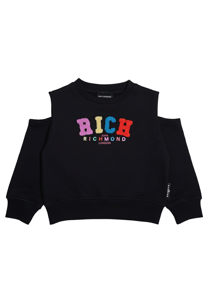 Black crew neck sweatshirt for girls