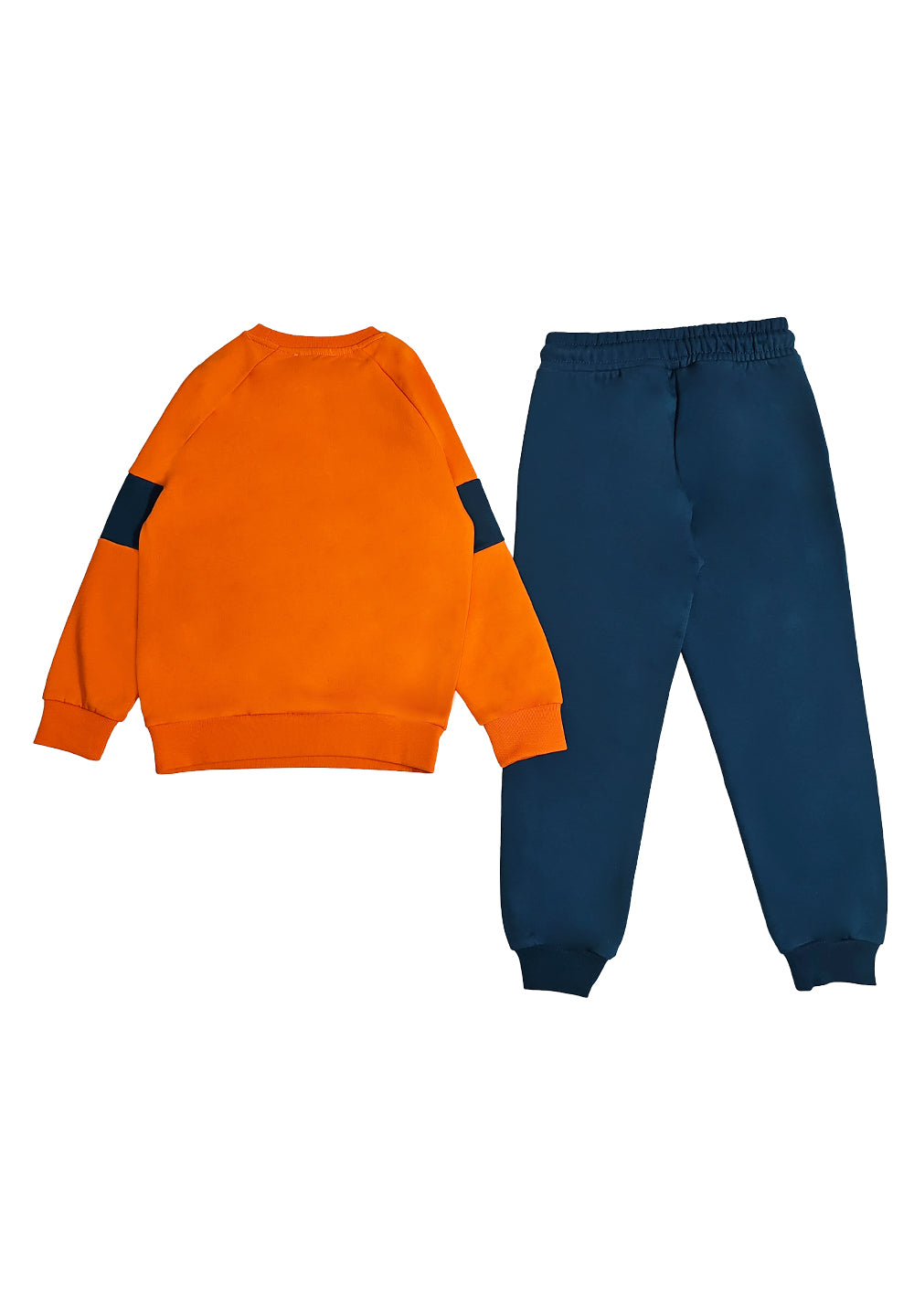 Conjunto de sudadera naranja-azul para niño